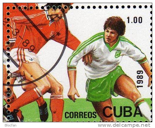 Fussball WM Italien 1990 Kuba Block 114 O 4€ Spiel-Szene Tor-Schuß Flaggen Nationen M/s Sport Bloc Soccer Sheet Bf Cuba - Blocks & Kleinbögen