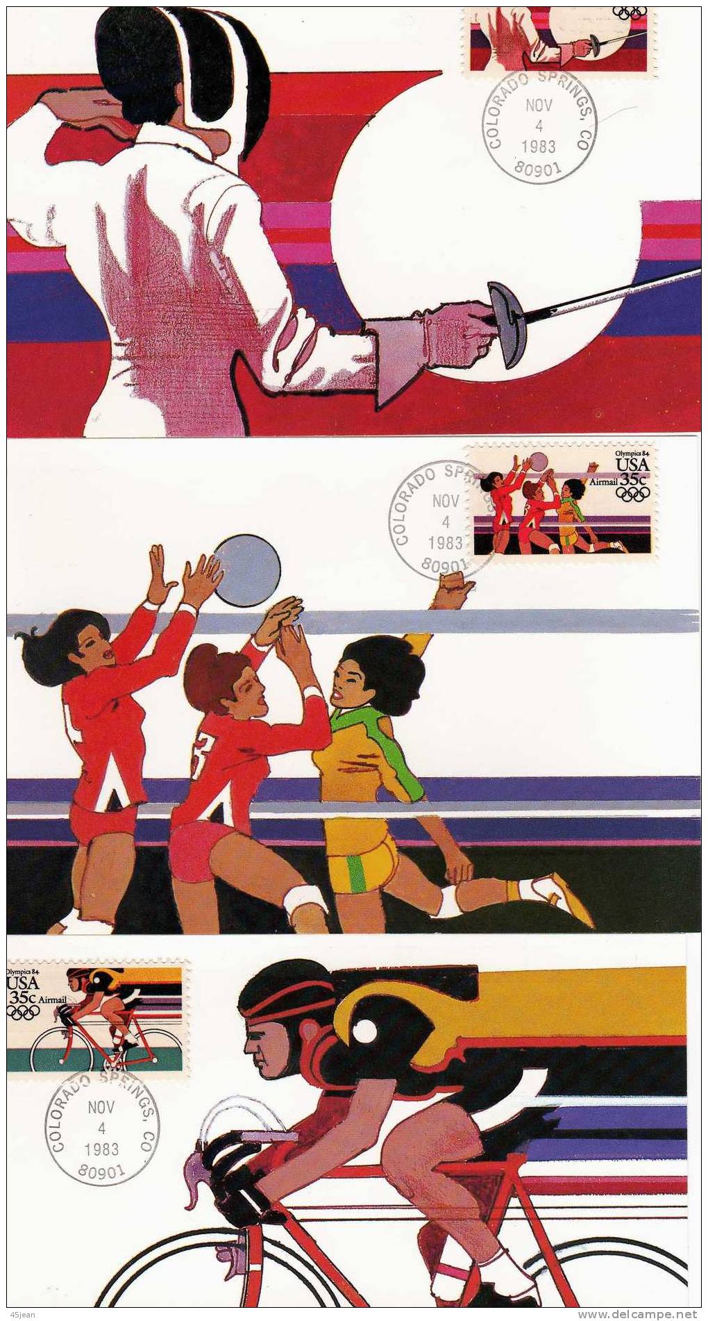 U.S.A: 1983 Les 20 Cartes Maximum Représentant Tous Les Sports, Oblitérations Du Lieu Des épreuves à Voir - Verano 1984: Los Angeles