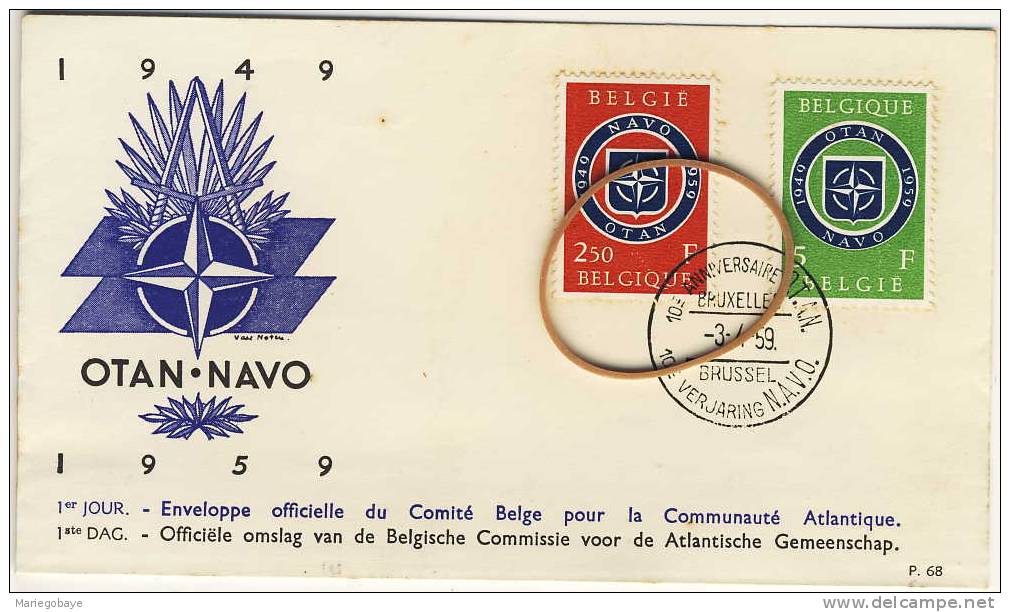 Enveloppe Premier Jour Eerste Dag Communauté Atlantique Atlantische Gemeenschap OTAN-NATO 3 Avril 1959 - Sammlungen