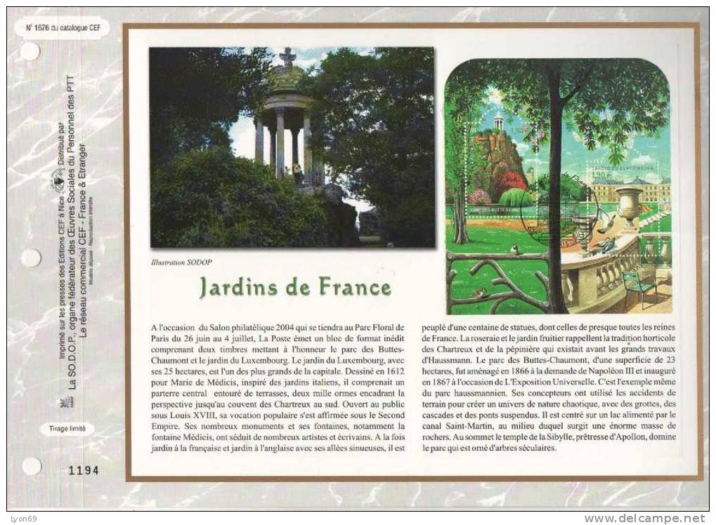 FEUILLET CEF  1676 S  FLORE  JARDINS DE FRANCE  2003 - Zonder Classificatie