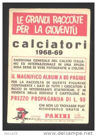 RACCOLTA FIGURINE PANINI. CAMPIONATO DI  CALCIO 1968-69 HAMRIN - MILAN - Sonstige & Ohne Zuordnung