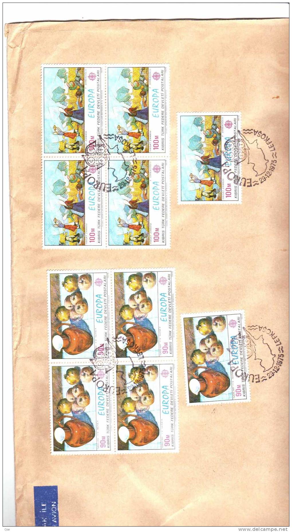 CIPRO TURCA  1975 - Yvert 14/5 (x 5) - Frammento Con Annullo Speciale Illustrato - Gebraucht