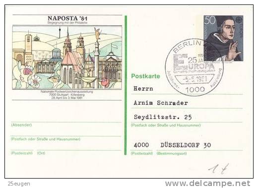 GERMANY 1980 EUROPA CEPT POSTCARD USED - 1980