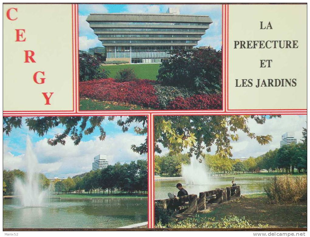 95 - CERGY - La Préfecture Et Les Jardins. Multivues - Cergy Pontoise