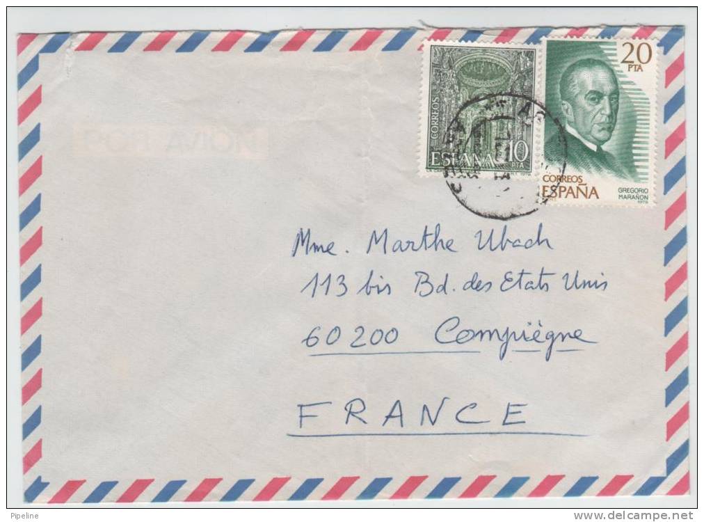 Spain Air Mail Cover Sent To France - Cartas & Documentos