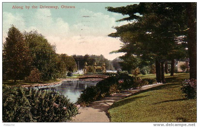 Ottawa Canada - Gardens - Bridge Along By The Driveway - Stamp & Postmark 1911 - 2 Scans - Ottawa