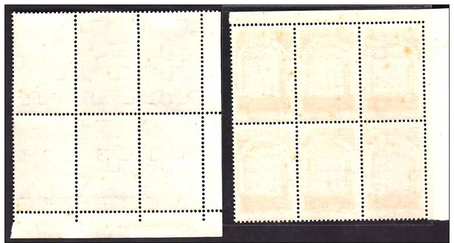 Ch- Bloc De 6 N° 168BI.1.09 (24 Dents) + N° 167AII (23dents) Avec Coin De Feuille, Colle Avec Taches - Neufs