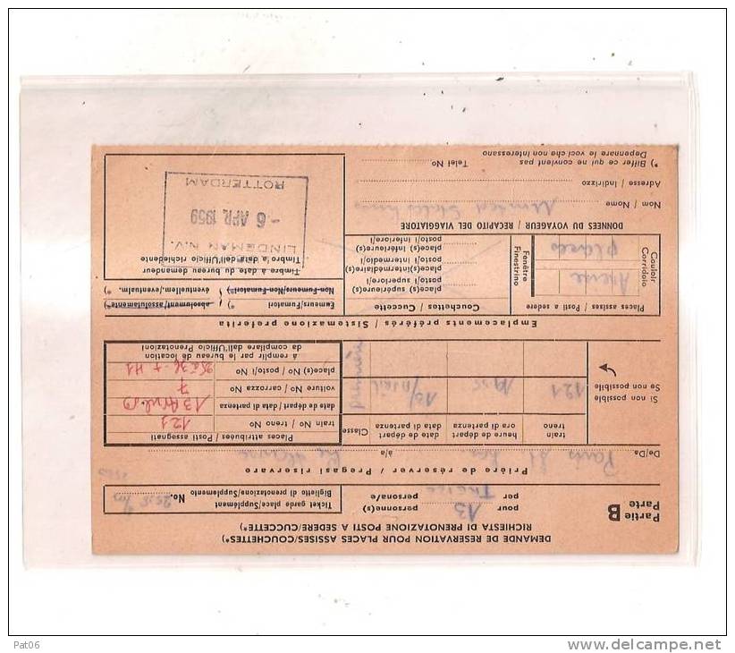 Expres Demande De Location De Place Obl.6.4.1959 - Railway