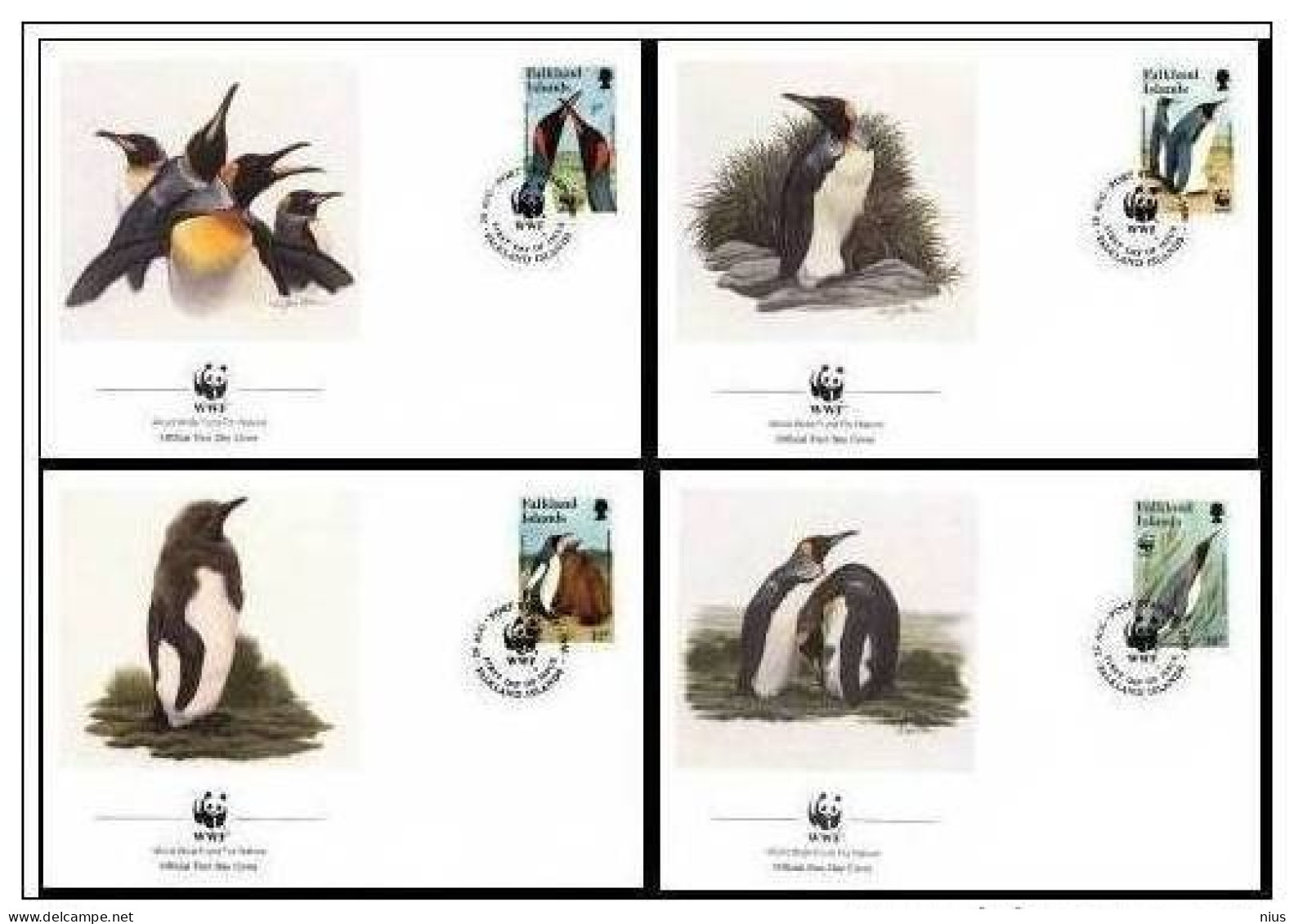 Falkland Islands 1991 WWF W. W. F. King Penguin Bird FDC Fauna Set X4 Birds - FDC