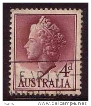 1955 - Australian Queen Elizabeth Definitive Issue 4d LAKE Stamp FU - Oblitérés