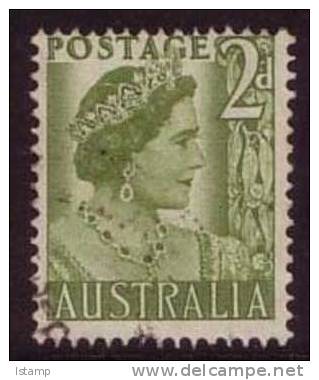 1950-1951 - Australian George VI Definitives 2d Green ELIZABETH Stamp FU - Oblitérés