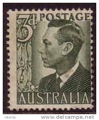 1950-1951 - Australian George VI Definitives 3d Green GEORGE Stamp FU - Oblitérés