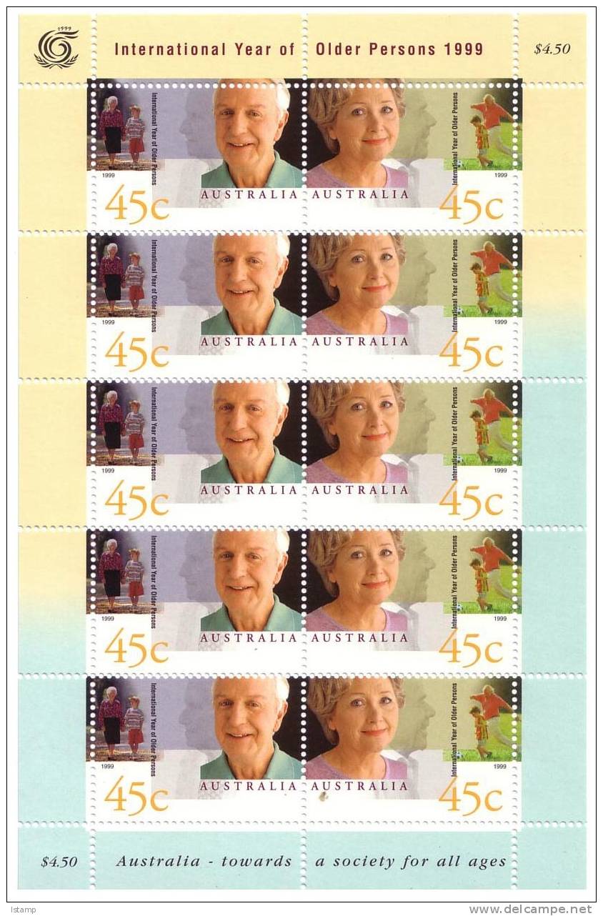 1999 - Australian International Year Of Older Persons Long LIFE Sheetlet MNH - Blocks & Sheetlets