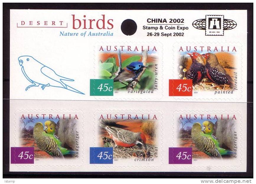 ⭕2001 - Australia Desert BIRDS 'overprint CHINA 2002' - Souvenir Sheet Stamps MNH⭕ - Blocks & Sheetlets