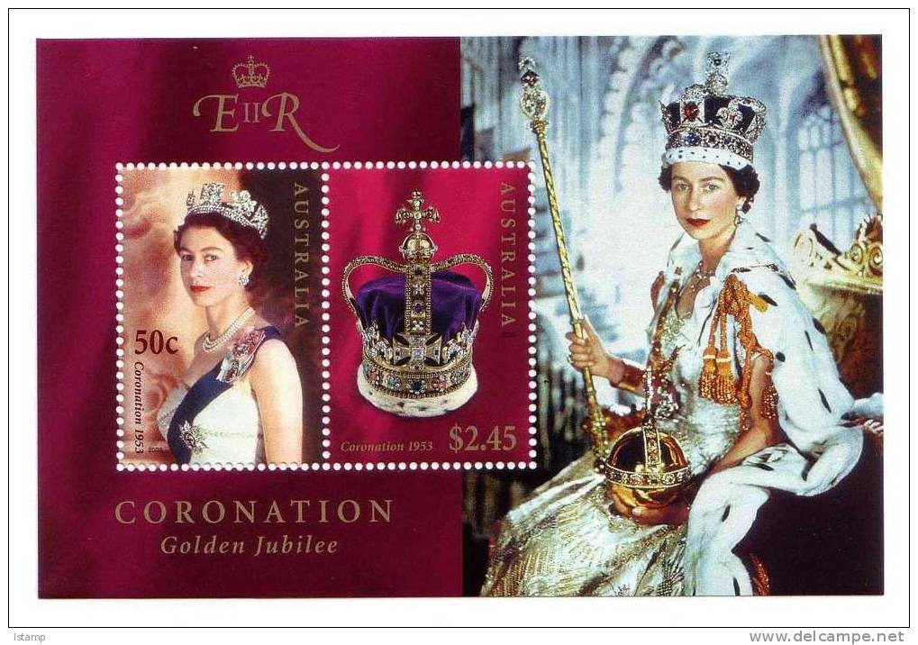 ⭕2003 - Australia CORONATION GOLDEN JUBILEE Queen Elizabeth II - Minisheet Miniature Sheet MNH⭕ - Blocs - Feuillets