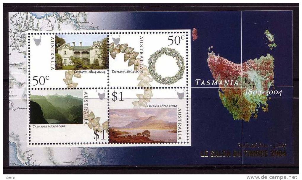 ⭕2004 - Australia TASMANIA Bicentenary 'overprint PARIS' - Miniature Sheet Stamps MNH⭕ - Blocchi & Foglietti