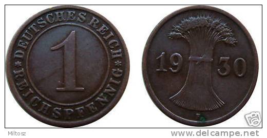 Germany 1 Reichspfennig 1930 F - 1 Renten- & 1 Reichspfennig