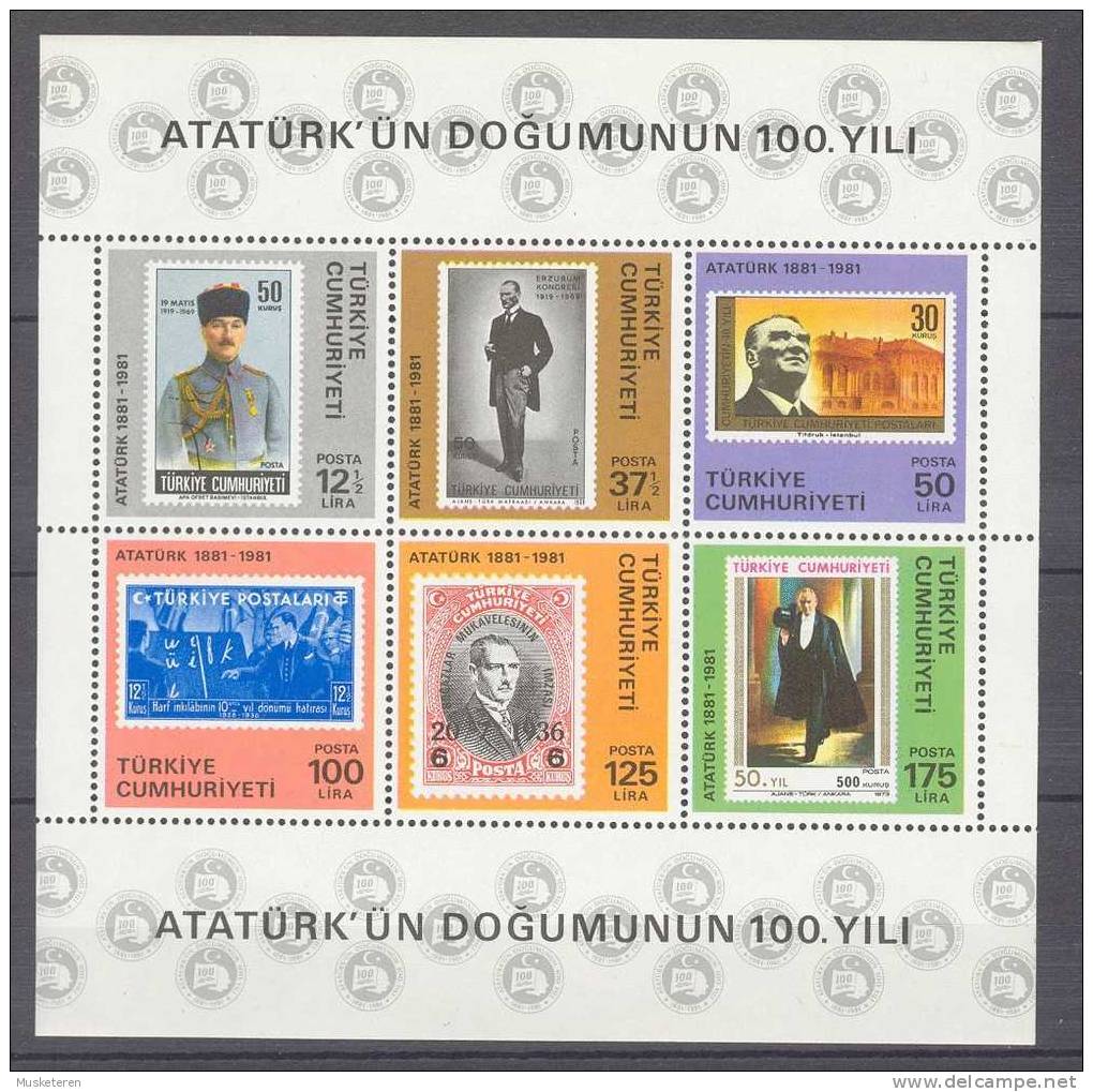 Turkey 1981 Mi. Block 19 Miniature Sheet Kemal Atatürk MNH - Unused Stamps