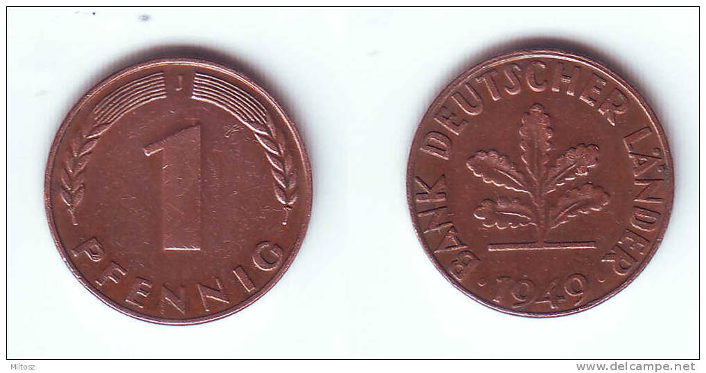 Germany Bank Deutscher Lander 1 Pfennig 1949 J - 1 Pfennig
