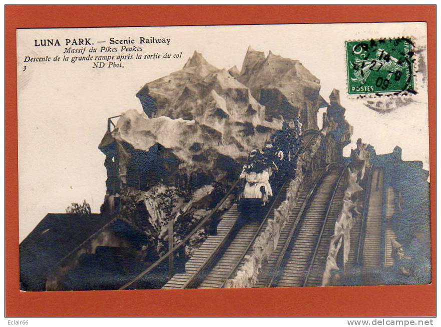 Colorado  Luna Park , Scenic Railway , Massif Du Pikes Peakes CPA  Année 1909, La Grande Rampe Après La Sortie Du Col - Colorado Springs