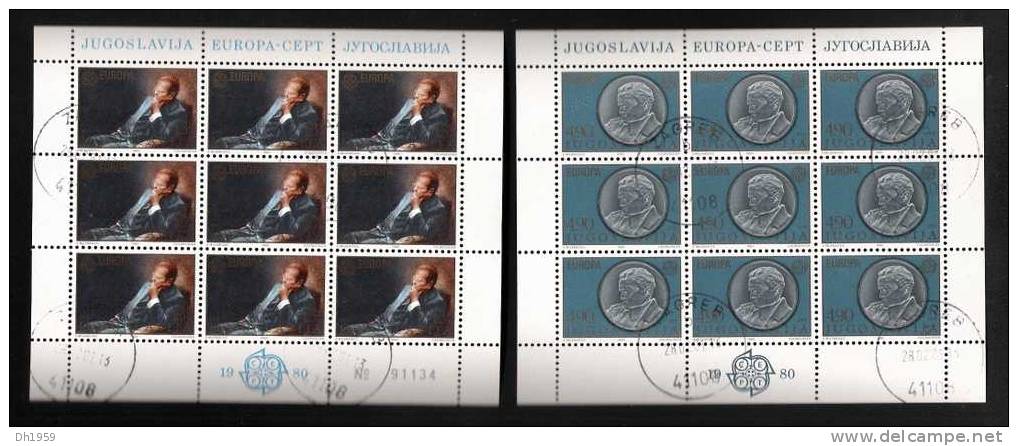 2 MINI BLOCS FEUILLETS  OBL. (o) YOUGOSLAVIE EUROPA CEPT 1980 - Other & Unclassified