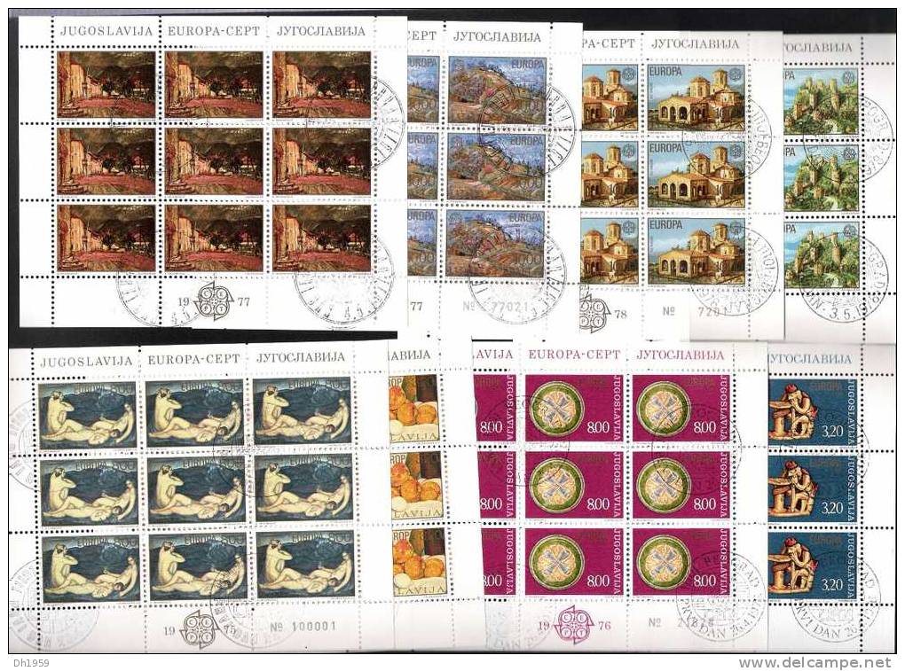 8 MINI BLOCS FEUILLETS OBL (o) YOUGOSLAVIE EUROPA CEPT 1975-76.77-78 - Other & Unclassified