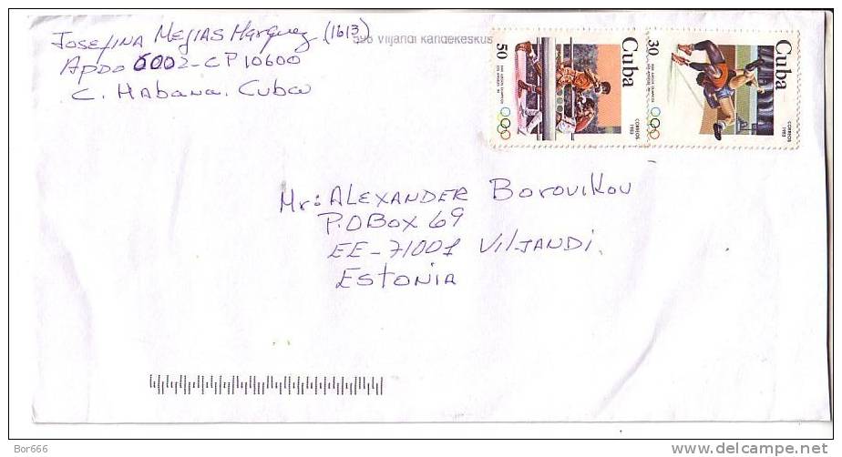 GOOD CUBA Postal Cover To ESTONIA 2010 - Good Stamped: Boxing ; Wrestling - Otros & Sin Clasificación