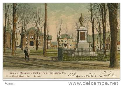 Soldiers Monument, Central Park, Honesdale, Pa. - # 49, UDB Sent 1907 - Autres & Non Classés