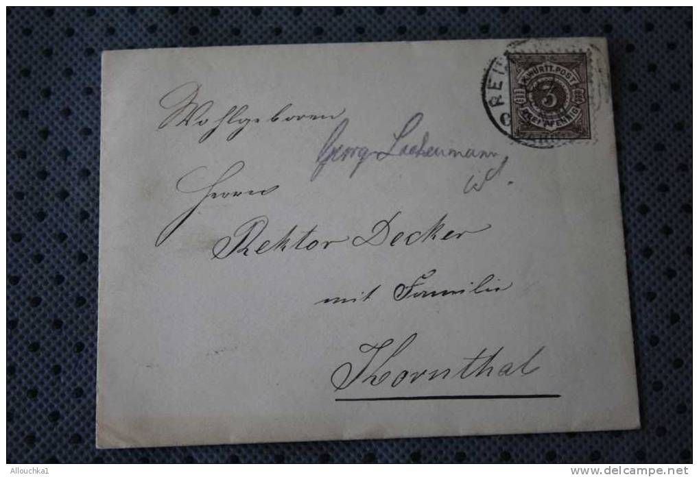 1900 ALTER ( EHEMALIGER ) DEUTSCHER ZUSTAND ( STAAT )  EIN WURTEMBERG  ...FÜR  KARNTHAL MARCOPHILIA LETTER - Cartas & Documentos