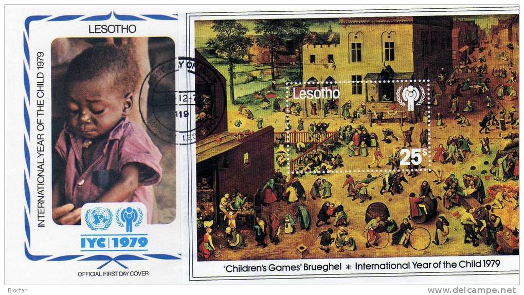 UNESCO UNO Jahr Des Kindes 1979 Kinder-Spiele Lesetho 288/0+Block 4 FDC 7€ Bloc Ms UNICEF Children Sheet Cover Bf Africa - Lesotho (1966-...)