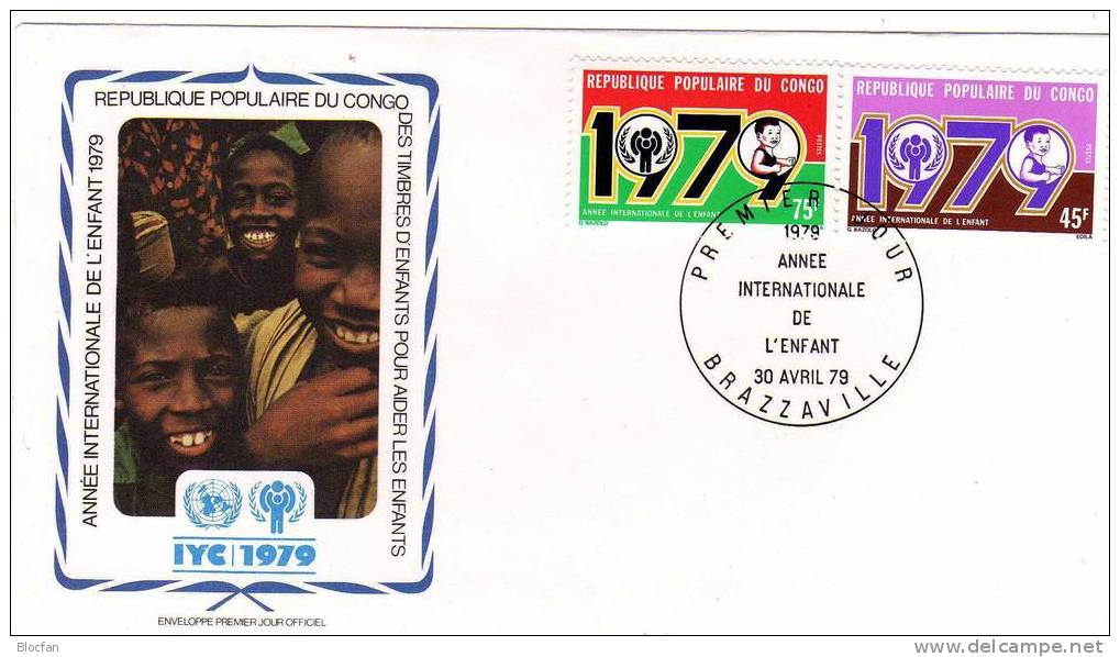 UNO Jahr Des Kindes 1979 Kinder/Emblem Kongo Brazaville 676/7+ Block 21 FDC 4€ UNICEF / UNESCO Children Cover Of Congo - FDC