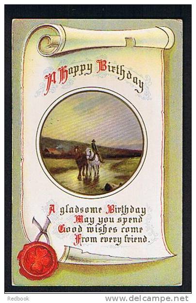 2 Early Greetings Postcards - Fond Remembrance & Happy Birthday - Animals Cows Horses - Ref 530 - Gruss Aus.../ Gruesse Aus...