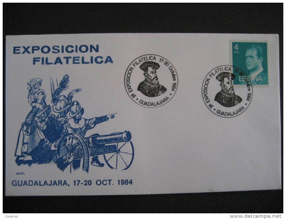 GUADALAJARA 1984 3ª Exposicion Filatelica Militar Soldado Cañon Artilleria Matasellos Especial Sobre Cover Lettre - Covers & Documents