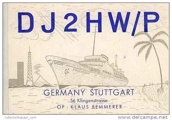 GERMANY DEUTSCHLAND STUTTGART QSL Radio POSTCARD - Frequency CX2bT - SHIP - Radio