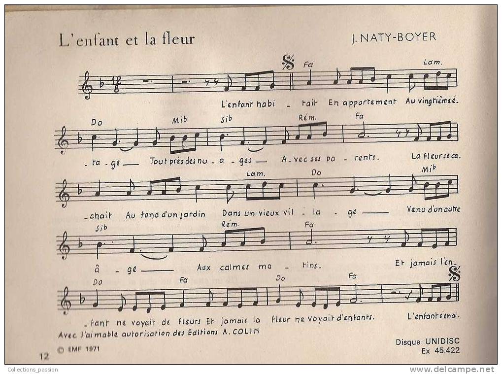 Petit Livre De 15 Chansons , 1971 , Chantez Les Enfants , 2 , 32 Pages , 2 Scans , 18.5 X 13.5 Cms - Musique