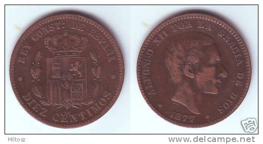 Spain 10 Centimos 1877 OM - Monedas Provinciales