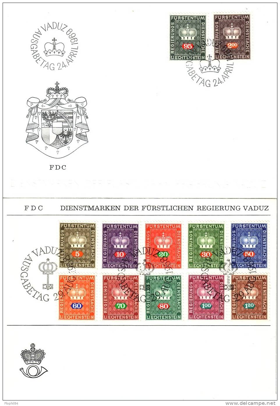 LIECHTENSTEIN-SERVICE-2 FDC SERIE N°45 A 46 COMPLET - FDC