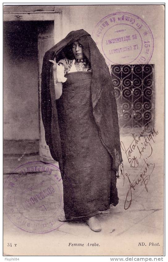 FEMME ARABE-CARTE DATEE DE 1916 - Non Classés