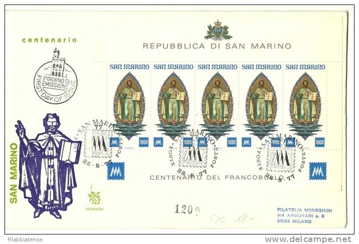 1977 - San Marino BF 38 100° Francobollo FDC       15/22M - Usati