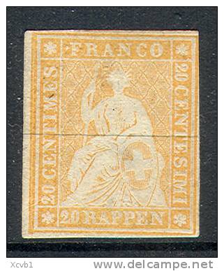 Switzerland 23, Used,     SCV$175   (023-6    Zum 25B,    Mi 16llAym - Used Stamps
