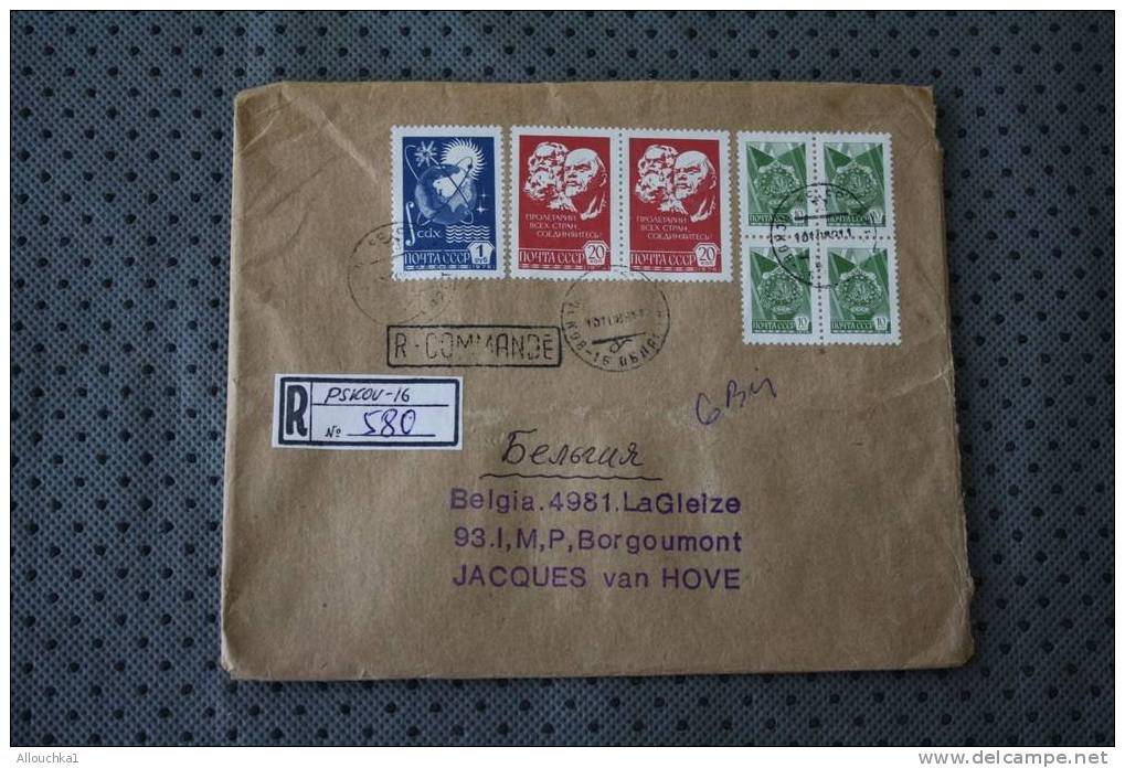 PSKOV RUSSIE EX URSS Recommandé P/ LA GLEIZE  BELGIA BELGIQUE LETTER LETTRE ENVELOPPE MARCOPHILIE - Covers & Documents