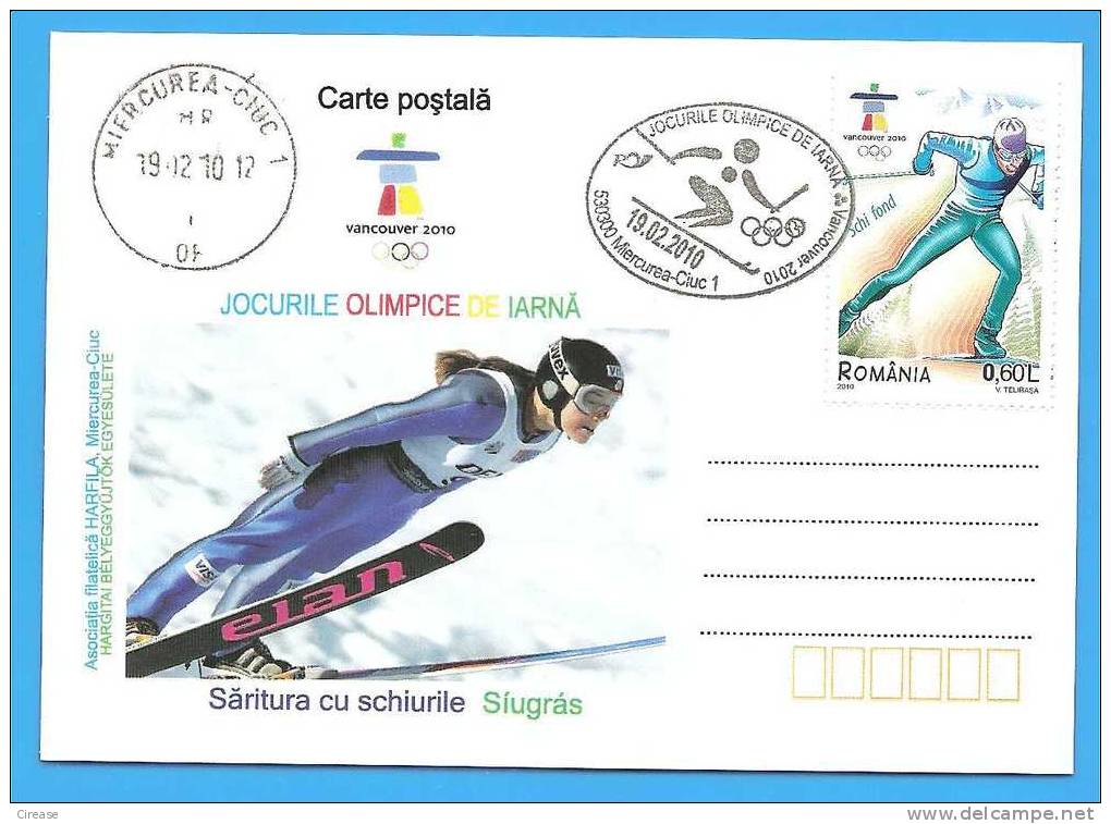 ROMANIA 2010 Postcard. Vancouver Winter Olympics Ski Jumping - Hiver 2010: Vancouver