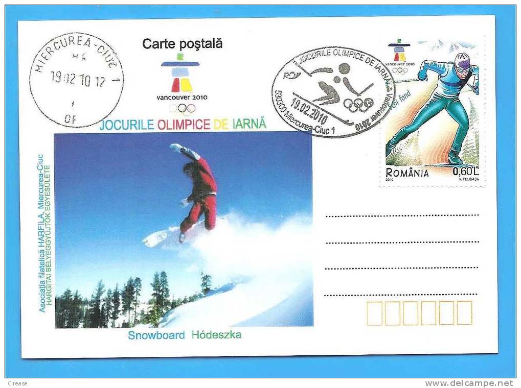 ROMANIA 2010 Postcard. Vancouver Winter Olympics Snowboarding - Winter 2010: Vancouver