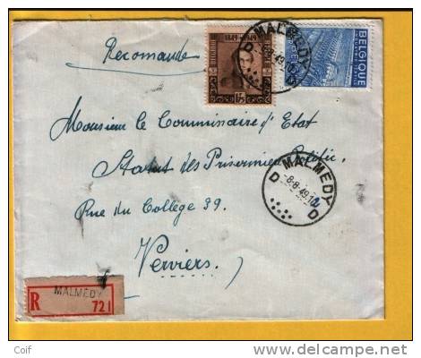 771+808 Op Brief Aangetekend Met Stempel MALMEDY (Oostkantons / Cantons De L´Est) (VK) - 1948 Exportación