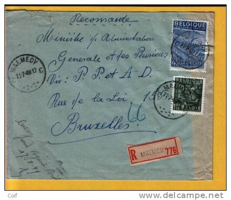 768+771 Op Brief Aangetekend Met Stempel MALMEDY   (Oostkantons / Cantons De L´Est) (VK) - 1948 Exportación