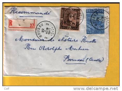 771+808 Op Brief Aangetekend Met Stempel BOUSSU 2 (VK) - 1948 Exportación