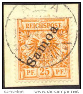 German Samoa #55 XF Used 25pf On Paper From 1900 - Samoa