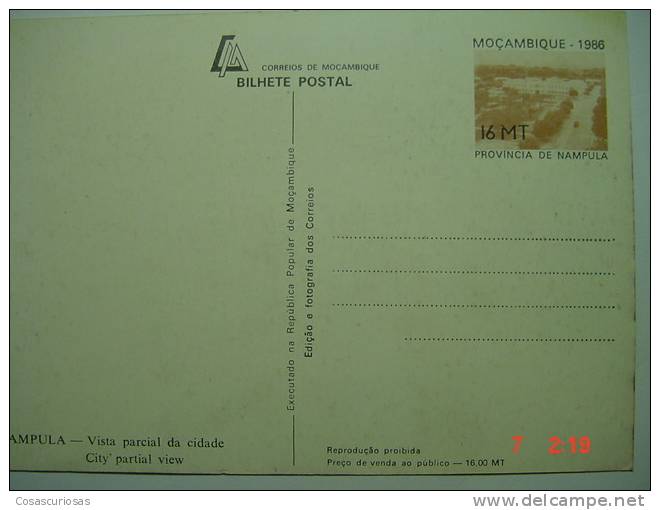 9187 NAMPULA VISTA   MOZAMBIQUE MOÇAMBIQUE  POSTCARD YEARS  1986  OTHERS IN MY STORE - Mosambik