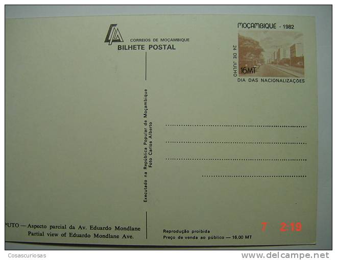 9189  MAPUTO  ASPECTO AV EDUARDO MONDLANE  MOZAMBIQUE MOÇAMBIQUE  POSTCARD YEARS  1982  OTHERS IN MY STORE - Mosambik