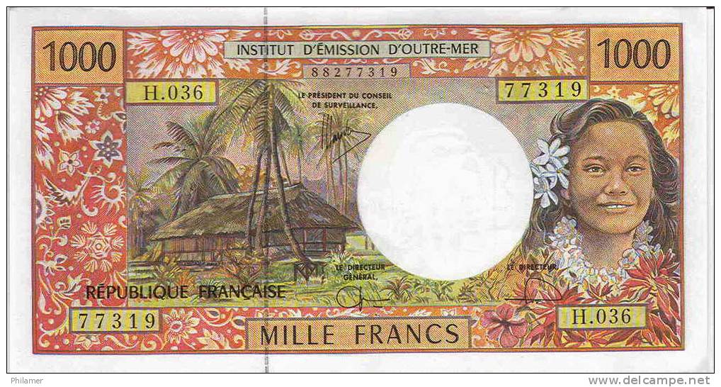 Poplynesie Polynesia Note Billet Coin Monnaie IEOM 1000 F Neuf UNC Avec Nouvelle Signature Besse, 2008 - Papeete (French Polynesia 1914-1985)